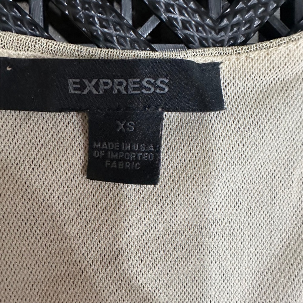 Express Womens XS Gold Metallic Mesh Ruched Sleeveless V-Neck Shimmer Top - Picture 4 of 7
